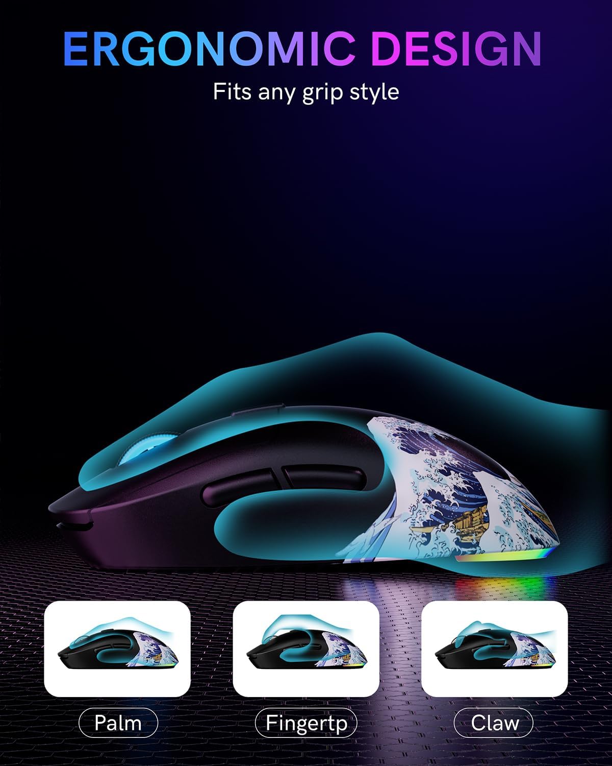 G57 Wireless Gaming Mouse, 8000 DPI, Black - Image 6