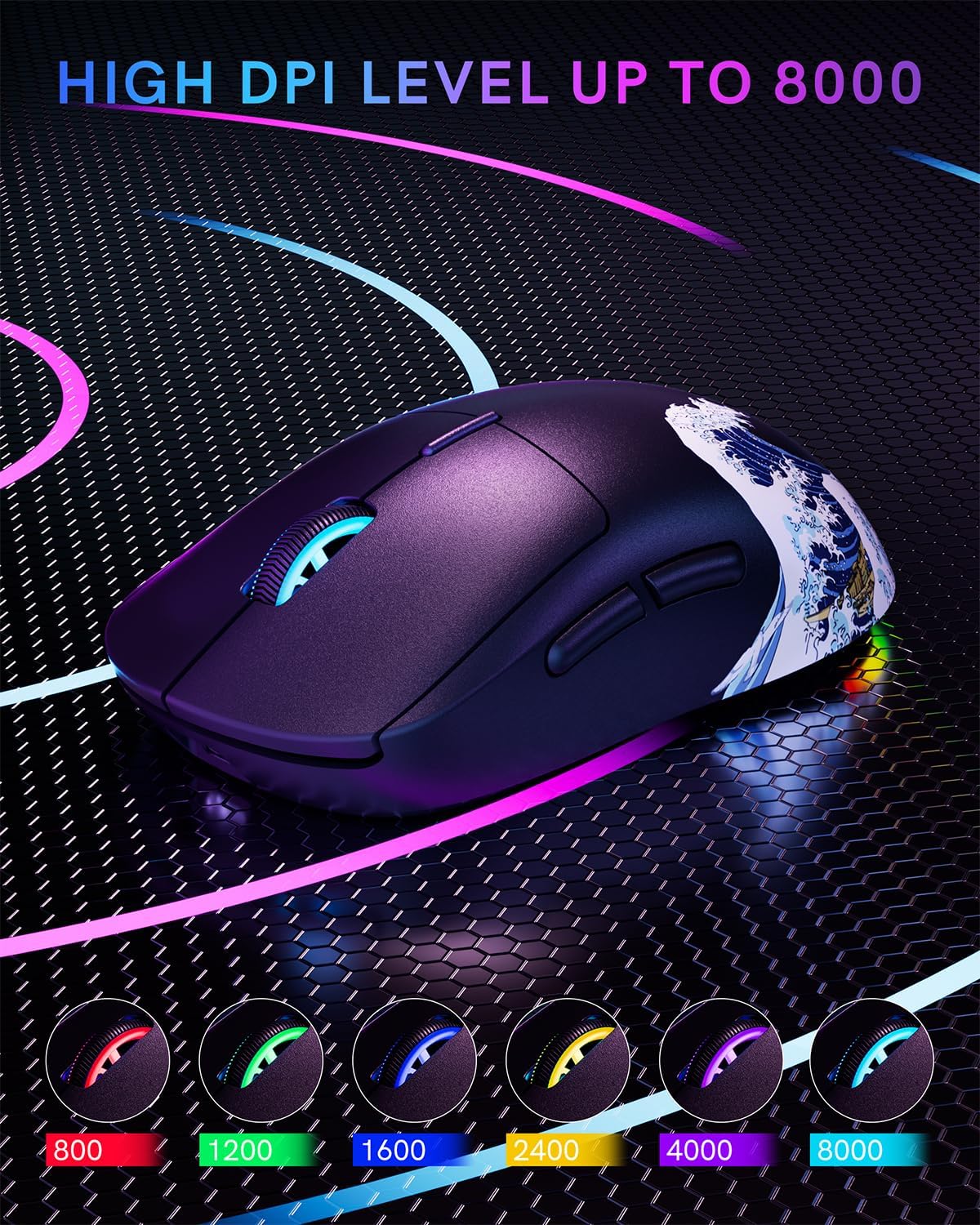 G57 Wireless Gaming Mouse, 8000 DPI, Black - Image 8