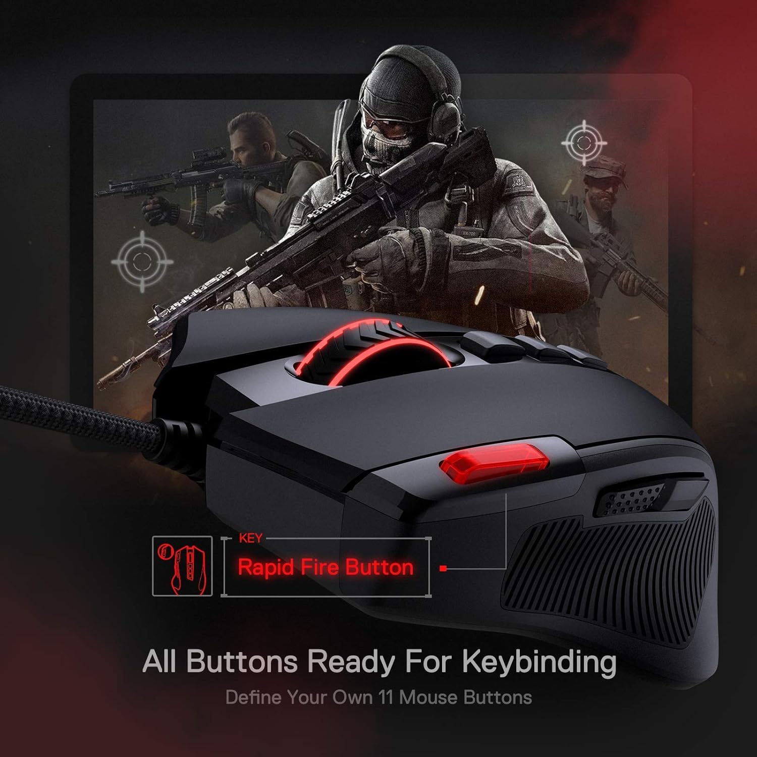 Redragon M612 Wired RGB Optical Gaming Mouse 8000 DPI Remapping Keys - Image 5