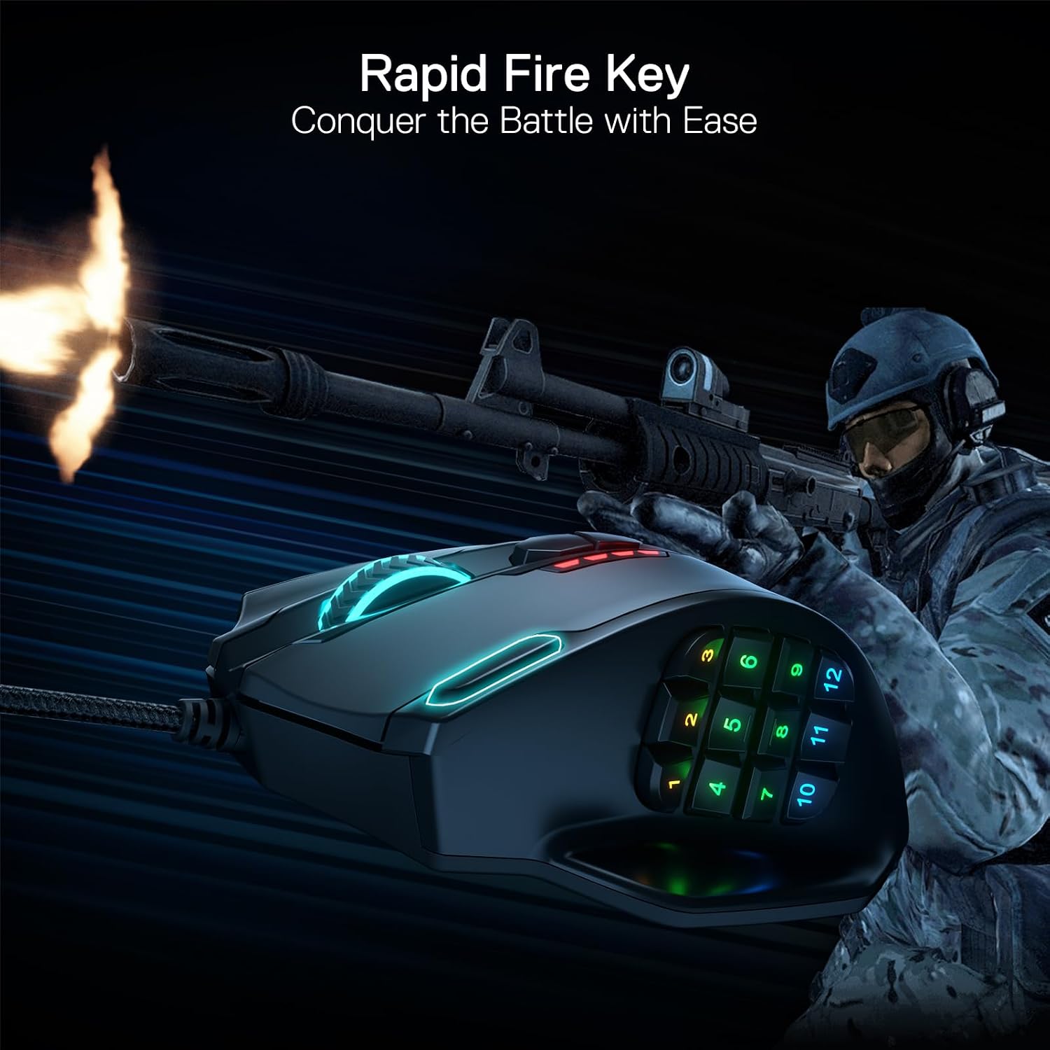 Redragon M908 Wired MMO RGB Gaming Mouse 12400 DPI Remapping Keys - Image 5