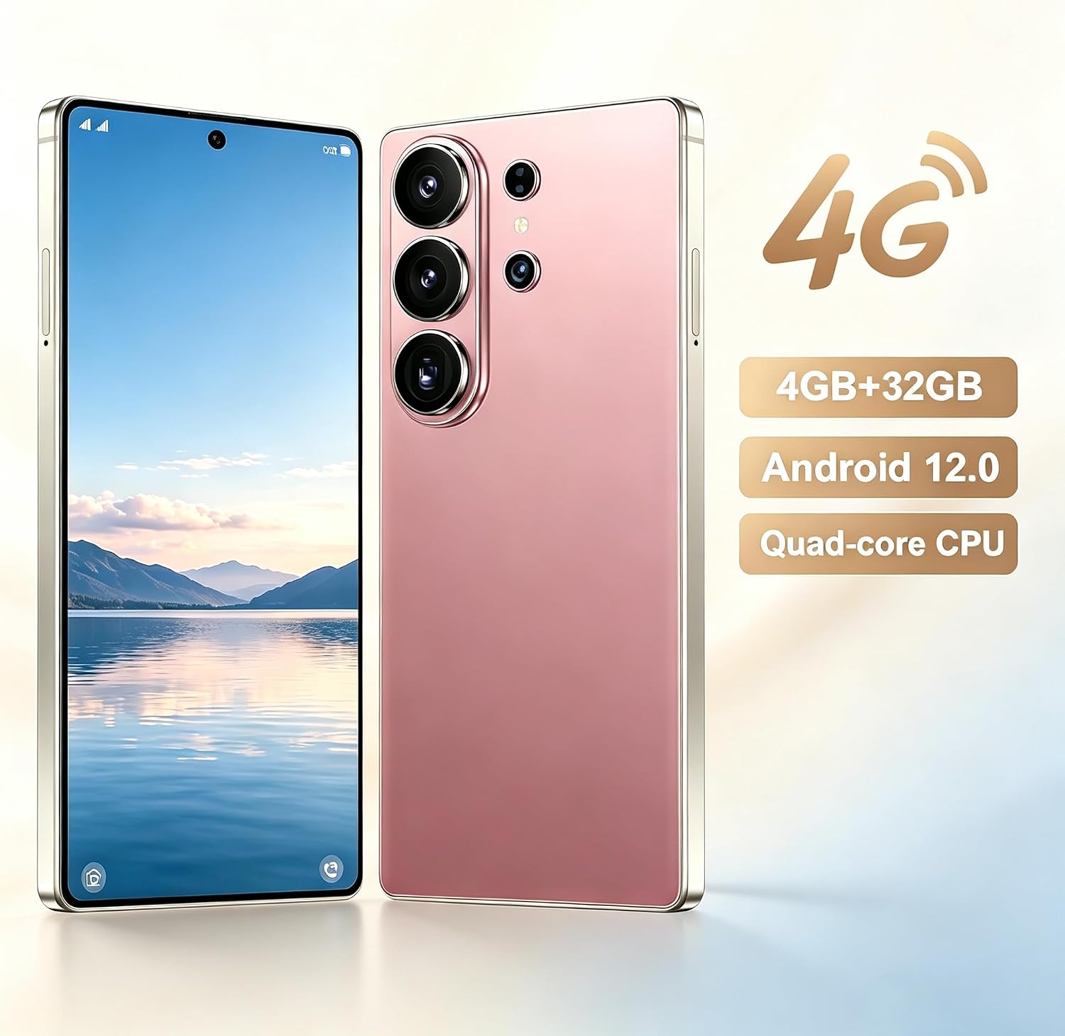 4G Unlocked Smartphone, 6.6" HD Punch Screen, 4GB+32GB (256GB Expandable), Long‑Lasting Battery 2A Fast Charge, 13MP+21MP Camera, Android 12, Face Unlock, OTG, 3‑Card Dual SIM (Golden) - Image 4