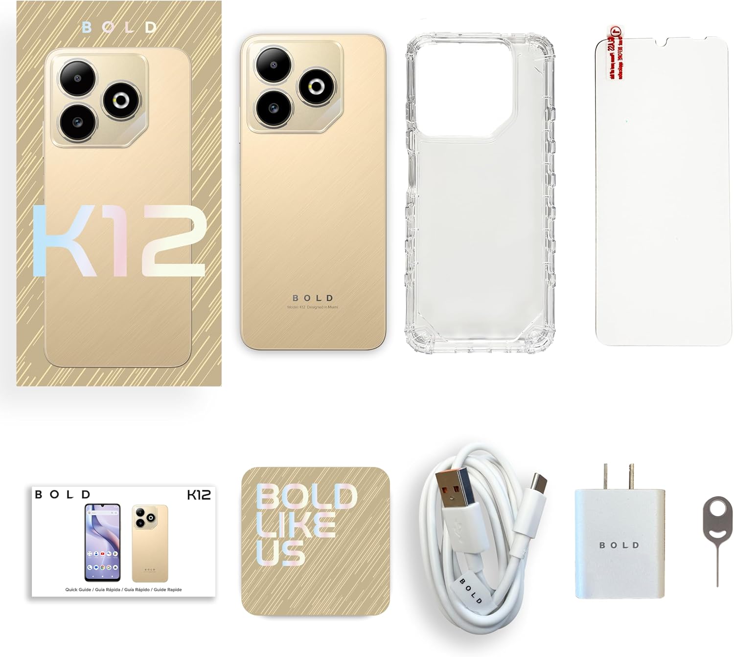 BLU Bold K12 | 2025 | Unlocked | 6.8” HD+ 120Hz Infinity Display | 50MP Main + 8MP Selfie Cameras | 128GB Internal Storage | US Version | US Warranty | Champagne Gold - Image 6