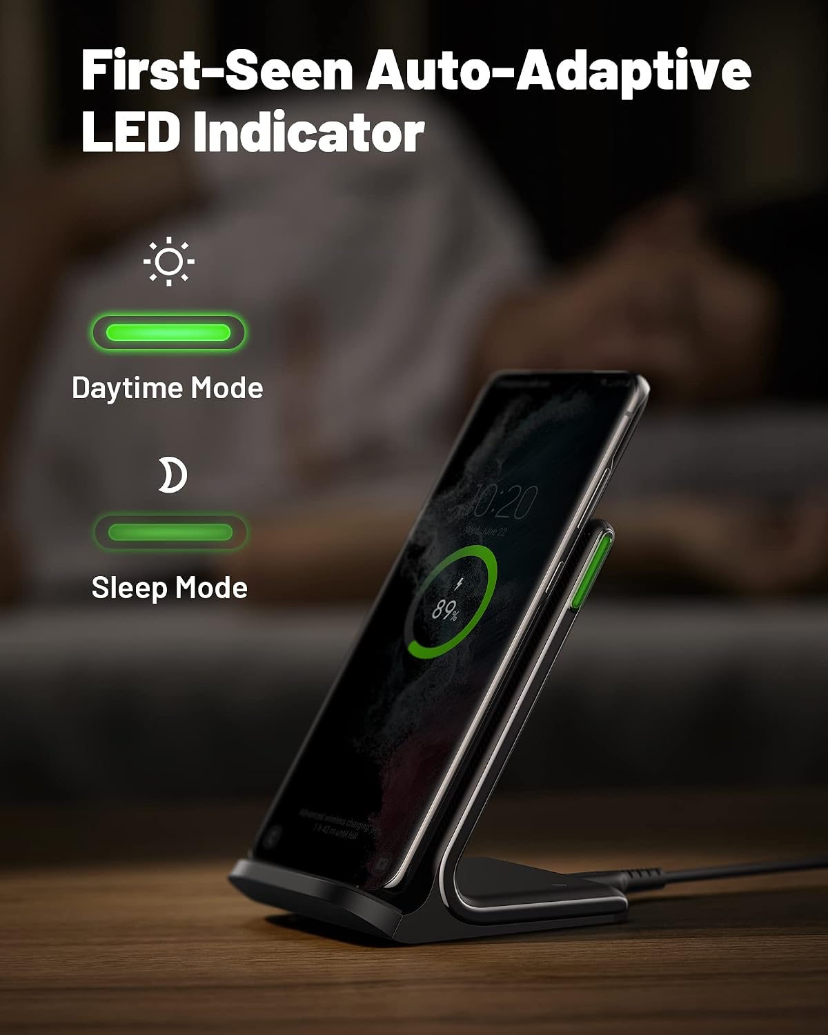 INIU Wireless Charger, 15W Fast Wireless Charging Phone Station with LED - Image 3