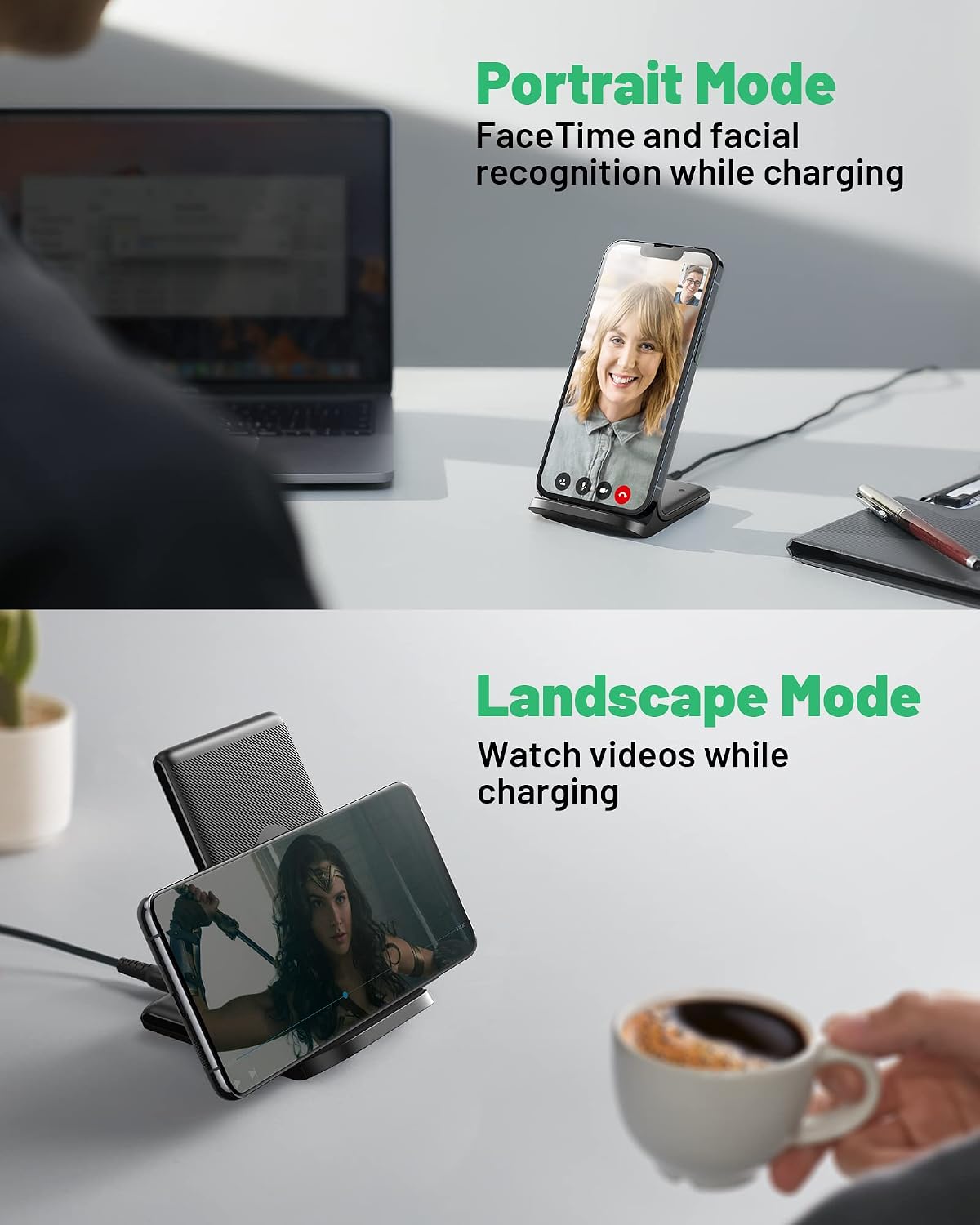 INIU Wireless Charger, 15W Fast Wireless Charging Phone Station with LED - Image 7